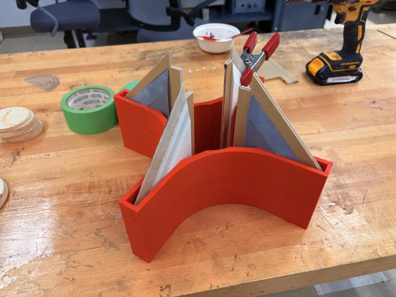 Fin-shaped components held in an alignment fixture